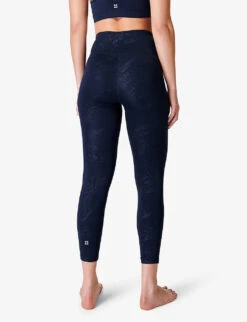 Sweaty Betty All Day 7/8 Croc-embossed Stretch-woven Leggings -Whistles Shop R04127346 BLUTEXCROCPRNT ALT03