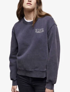 THE KOOPLES Graphic-print Cotton-jersey Sweatshirt -Whistles Shop R04127689 BLA55 ALT02