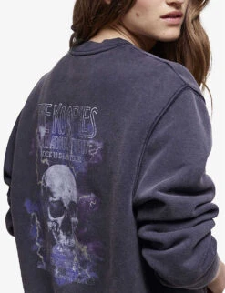 THE KOOPLES Graphic-print Cotton-jersey Sweatshirt -Whistles Shop R04127689 BLA55 ALT04