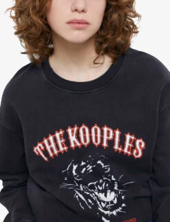 THE KOOPLES Brand Screen Print Cotton-jersey Sweatshirt -Whistles Shop R04129051 BLA55 ALT04