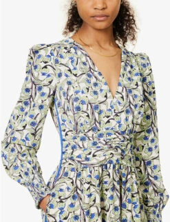 ME AND EM Floral-print Recycled-polyester Maxi Dress -Whistles Shop R04129187 SICILIANOLIVECREAM ALT04