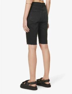 FRAME Bermuda Raw-hem Stretch-denim Shorts -Whistles Shop R04129714 FILMNOIR ALT03