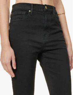 FRAME Bermuda Raw-hem Stretch-denim Shorts -Whistles Shop R04129714 FILMNOIR ALT04