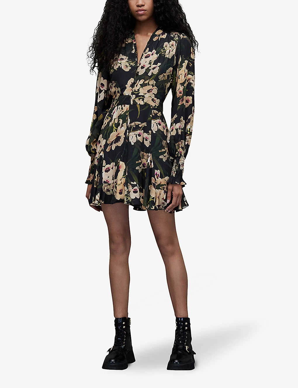 AllSaints Dana Floral-print Recycled-viscose Mini Dress 2 AllSaints Dana Floral-print Recycled-viscose Mini Dress - Image 2
