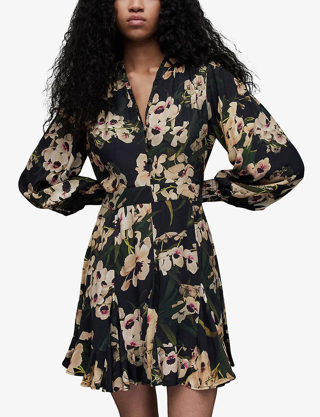 AllSaints Dana Floral-print Recycled-viscose Mini Dress 3 AllSaints Dana Floral-print Recycled-viscose Mini Dress - Image 3