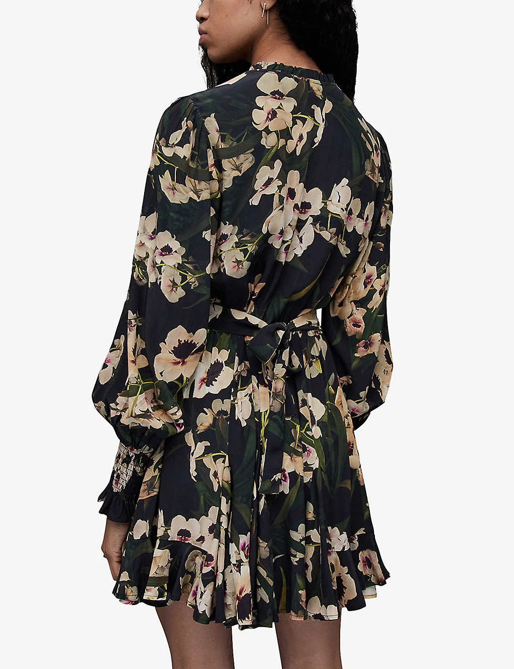 AllSaints Dana Floral-print Recycled-viscose Mini Dress 4 AllSaints Dana Floral-print Recycled-viscose Mini Dress - Image 4