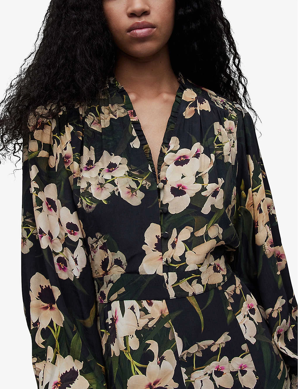 AllSaints Dana Floral-print Recycled-viscose Mini Dress 5 AllSaints Dana Floral-print Recycled-viscose Mini Dress - Image 5