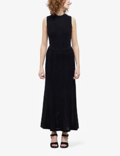 THE KOOPLES Scalloped-neck Sleeveless Knitted Midi Dress -Whistles Shop R04133975 BLA01 ALT02