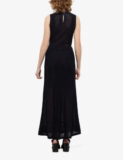 THE KOOPLES Scalloped-neck Sleeveless Knitted Midi Dress -Whistles Shop R04133975 BLA01 ALT03