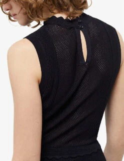 THE KOOPLES Scalloped-neck Sleeveless Knitted Midi Dress -Whistles Shop R04133975 BLA01 ALT04