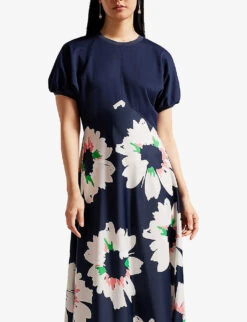 Ted Baker Daysiah Floral-print Stretch-woven Midi Dress -Whistles Shop R04134631 DKNAVY ALT02