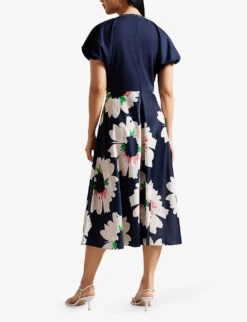 Ted Baker Daysiah Floral-print Stretch-woven Midi Dress -Whistles Shop R04134631 DKNAVY ALT03