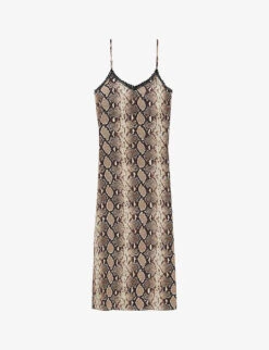 THE KOOPLES Snake-pattern Silk Midi Dress
