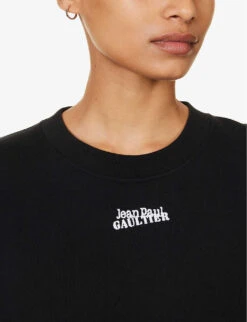 Jean Paul Gaultier Flowers Lace-up Cotton-jersey Sweatshirt -Whistles Shop R04137673 BLACK ALT05