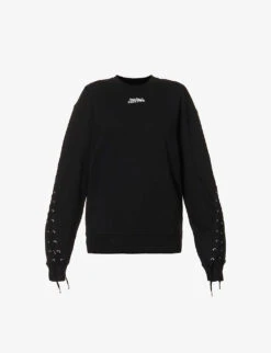 Jean Paul Gaultier Flowers Lace-up Cotton-jersey Sweatshirt
