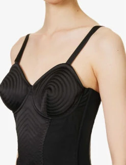 Jean Paul Gaultier Flower Corset-bodice Stretch-woven Mini Dress -Whistles Shop R04137679 BLACK ALT04