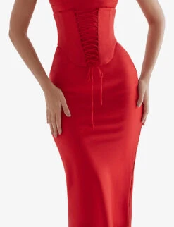 Salma Lace-trim Stretch-woven Midi Slip Dress -Whistles Shop R04138173 REDROSE ALT04