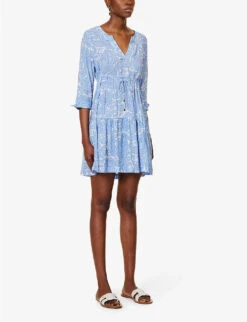 Cap Mala Graphic-print Woven Tunic Dress -Whistles Shop R04142207 PRTPRT ALT02