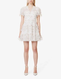 Floral-print Ruffled Woven Mini Dress -Whistles Shop R04143951 MOONSHINE ALT02