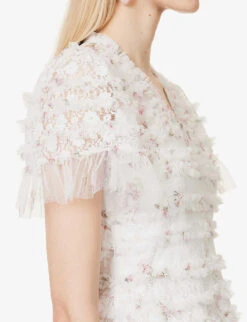 Floral-print Ruffled Woven Mini Dress -Whistles Shop R04143951 MOONSHINE ALT04