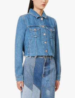 Paige Rowan Patch-pocket Cotton-blend Denim Jacket -Whistles Shop R04144093 MIDBLUECLEANWASH ALT02
