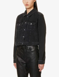 Paige Rowan Patch-pocket Organic Cotton-blend Denim Jacket -Whistles Shop R04144095 FADEDBLACKWASH ALT02