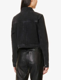 Paige Rowan Patch-pocket Organic Cotton-blend Denim Jacket -Whistles Shop R04144095 FADEDBLACKWASH ALT03