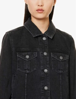 Paige Rowan Patch-pocket Organic Cotton-blend Denim Jacket -Whistles Shop R04144095 FADEDBLACKWASH ALT04