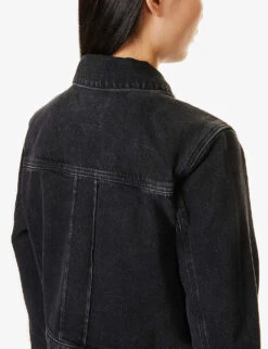 Paige Rowan Patch-pocket Organic Cotton-blend Denim Jacket -Whistles Shop R04144095 FADEDBLACKWASH ALT05