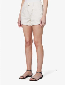 Paige Brooklyn Mid-rise Stretch-cotton And Rayon-blend Denim Shorts -Whistles Shop R04144146 QUARTZSAND ALT02