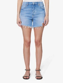 Paige Asher Distressed-hem High-rise Denim Shorts -Whistles Shop R04144147 LEELAHDESTRUCTED ALT02