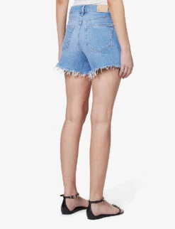 Paige Asher Distressed-hem High-rise Denim Shorts -Whistles Shop R04144147 LEELAHDESTRUCTED ALT03