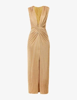 Eliora Plunge-neck Woven Maxi Dress