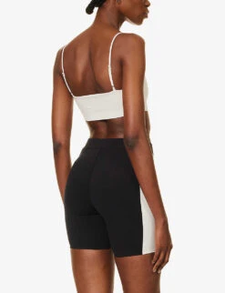 Striped-trim High-rise Stretch-recycled Polyester Shorts -Whistles Shop R04144963 BLACKCANVAS ALT03