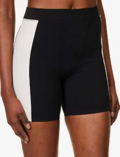 Striped-trim High-rise Stretch-recycled Polyester Shorts -Whistles Shop R04144963 BLACKCANVAS ALT04