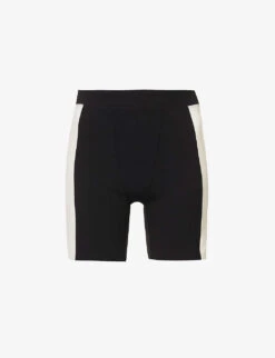 Striped-trim High-rise Stretch-recycled Polyester Shorts