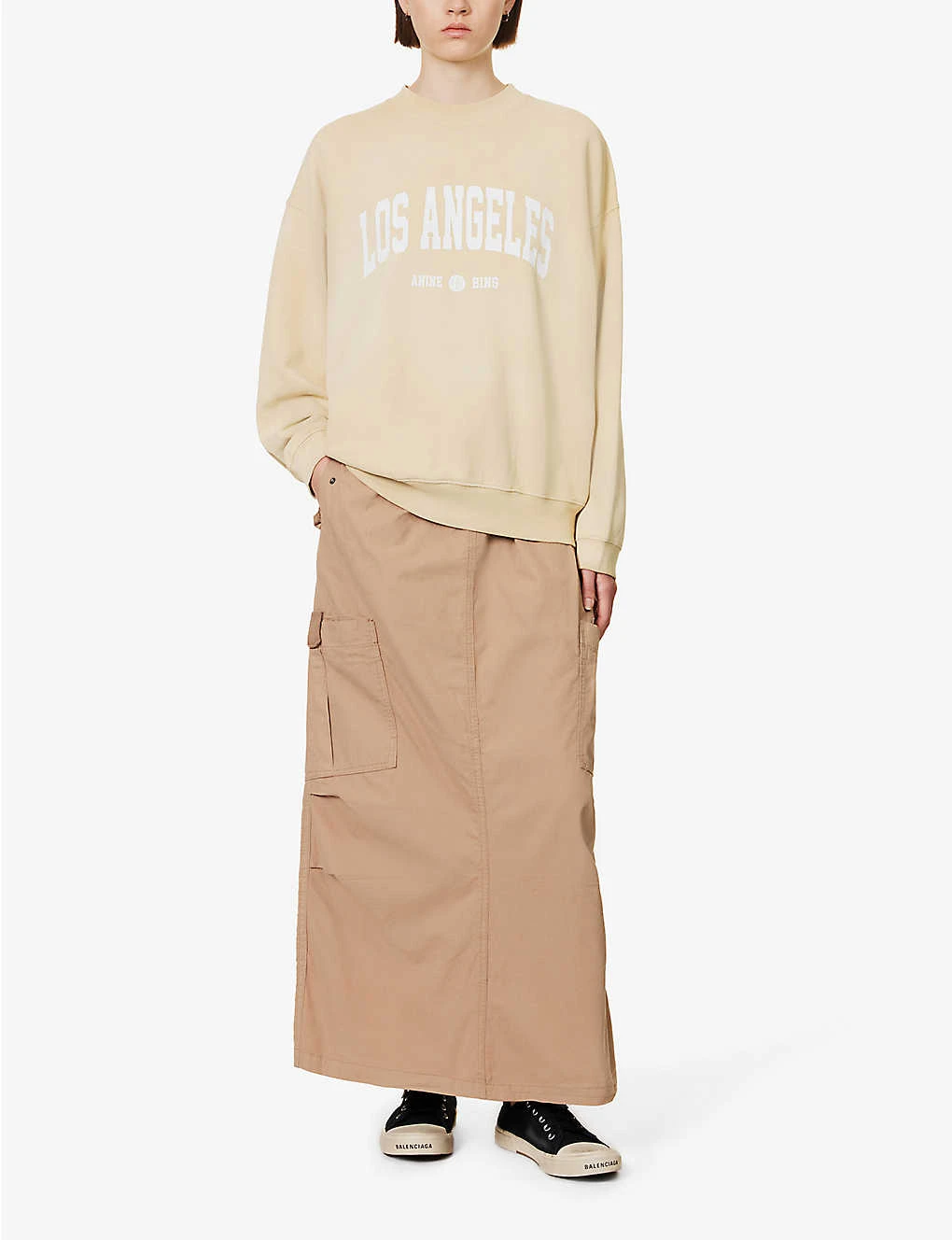 ANINE BING Jaci Logo-print Organic-cotton Sweatshirt 2 ANINE BING Jaci Logo-print Organic-cotton Sweatshirt - Image 2