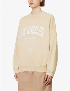 ANINE BING Jaci Logo-print Organic-cotton Sweatshirt 7 ANINE BING Jaci Logo-print Organic-cotton Sweatshirt -Whistles Shop R04146343 YELLOW ALT02