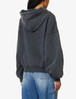 ANINE BING Eagle Graphic-print Organic-cotton Hoody -Whistles Shop R04146344 WASHEDBLACK ALT03