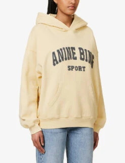 ANINE BING Harvey Logo-print Cotton-jersey Hoody -Whistles Shop R04146353 YELLOW ALT02