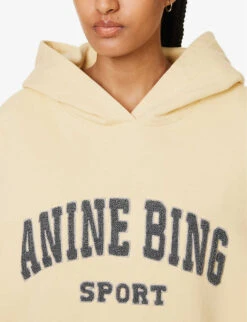 ANINE BING Harvey Logo-print Cotton-jersey Hoody -Whistles Shop R04146353 YELLOW ALT04