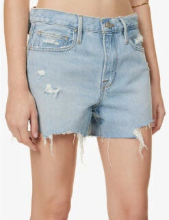 FRAME Le Brigitte Raw-hem Recycled-denim Blend Shorts -Whistles Shop R04146395 LEGACYBAINES ALT04