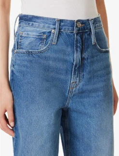 FRAME Bermuda Raw-hem High-rise Denim Shorts -Whistles Shop R04146410 DELAMO ALT04