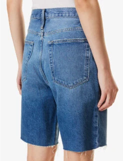 FRAME Bermuda Raw-hem High-rise Denim Shorts -Whistles Shop R04146410 DELAMO ALT05