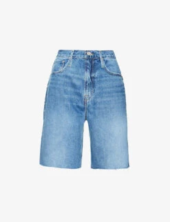 FRAME Bermuda Raw-hem High-rise Denim Shorts