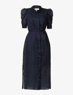 FRAME Gillian Self-tie Ramie Midi Dress