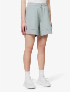 Varley Alder High-rise Regular-fit Stretch-jersey Shorts -Whistles Shop R04147433 PEARLBLUE ALT02