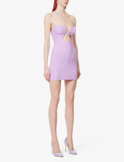 Cut-out Slim-fit Stretch-woven Mini Dress -Whistles Shop R04147517 LILAC ALT02