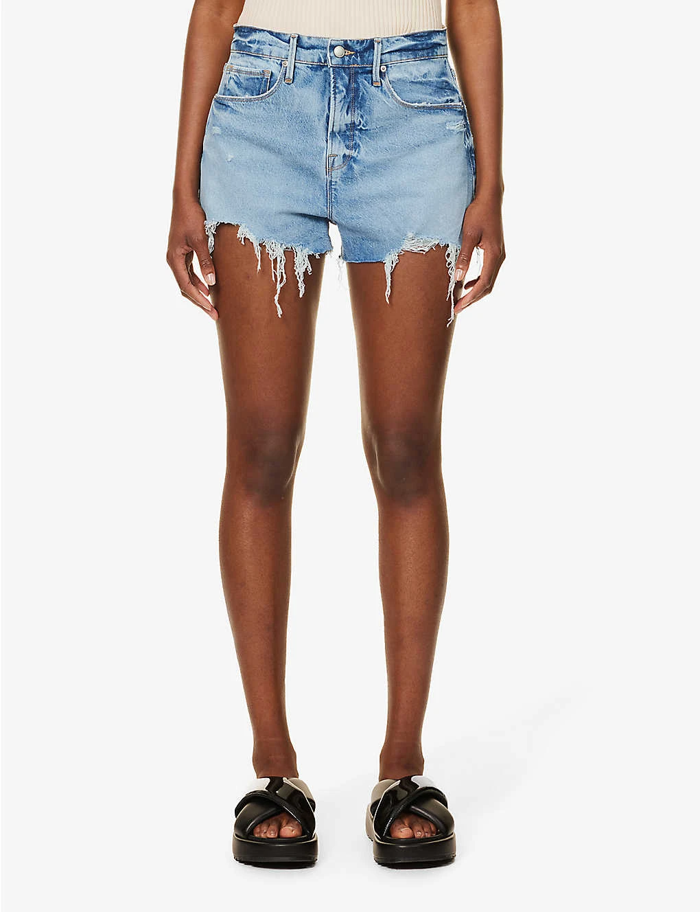 GOOD AMERICAN Good 90s Mid-rise Stretch-denim Shorts 3 GOOD AMERICAN Good 90s Mid-rise Stretch-denim Shorts - Image 3
