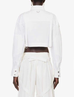 Cropped Patch-pocket Cotton Shirt -Whistles Shop R04148952 WHITEWHIT ALT03
